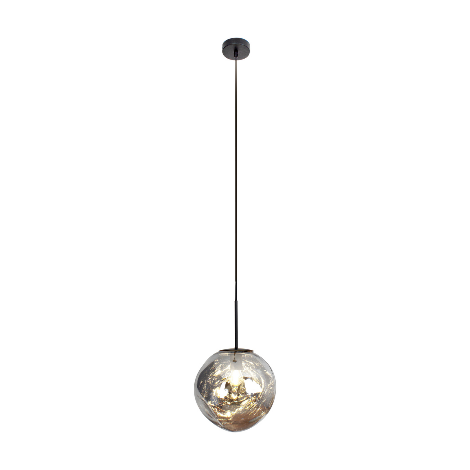 Eco Light Hängeleuchte Canopus Silberfarben ø 28 Cm Glas E27 Deckenlampe Lampe B-Ware - 4250294323699