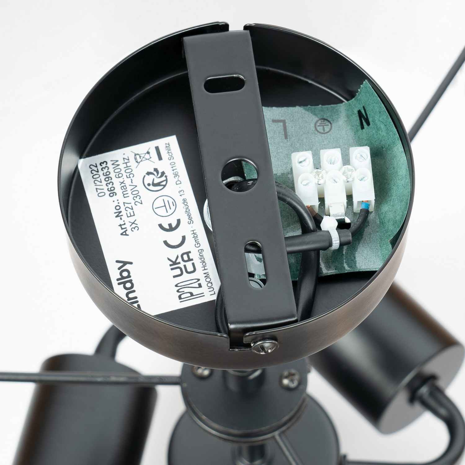 B-Ware Lindby Jusari Deckenlampe Hängeleuchte Lampe Leuchte 3 Flmg E27 Textil Schwarz