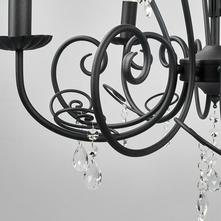 Lindby Kronleuchter Sophina Lampe Leuchte Kristall Metall 5-flammig E14 schwarz