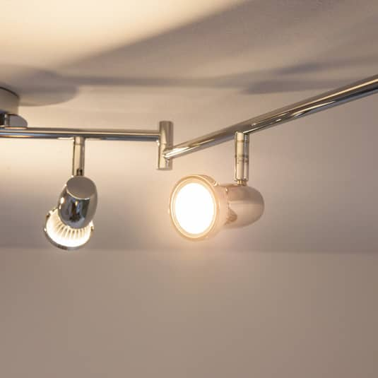 Lindby Arminius LED-Deckenlampe Deckenleuchte Deckenstrahler Lampe Chrom 6-flg.