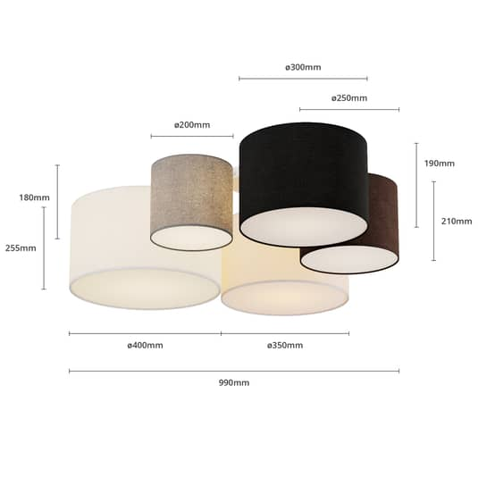 B-Ware Lindby Laurenz Deckenlampe Hängelampe Lampe Leuchte 5 Flmg. E27 90cm Braun Be437