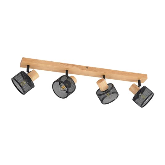 Lindby Evinora Deckenstrahler Deckenlampe Deko-Deckenlicht E14 aus Holz 4-flg