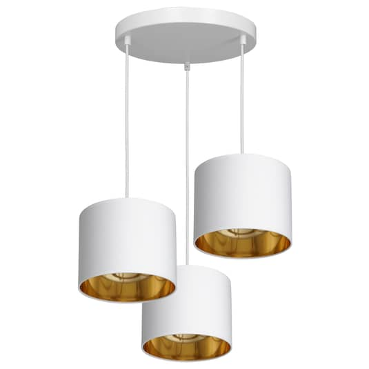 Euluna Hängeleuchte Hängeleuchte Lampe Leuchte Soho Zylindrisch Rund 3fl Weiß/Go B-Ware - 5907565934496