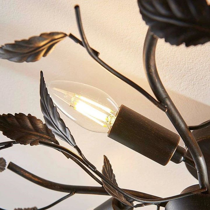 Lindby Deckenlampe Hängeleuchte Lampe Leuchte Yos Blattoptik 5 Flmg E14 Schw592 B-Ware