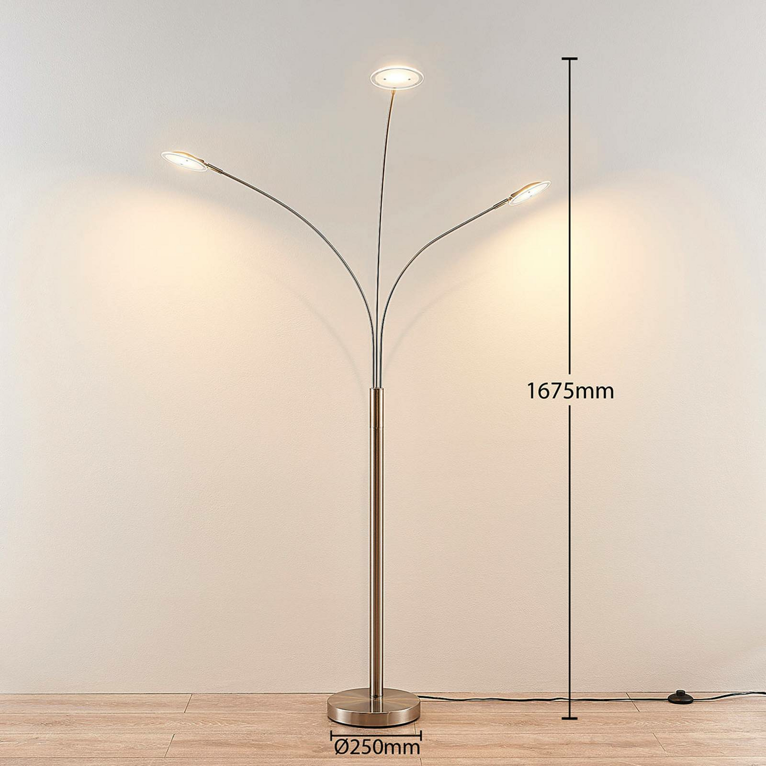 B-Ware Lindby Led Stehlampe Anea Stehleuchte Lampe Leuchte Led 3 Flammig Nickel614