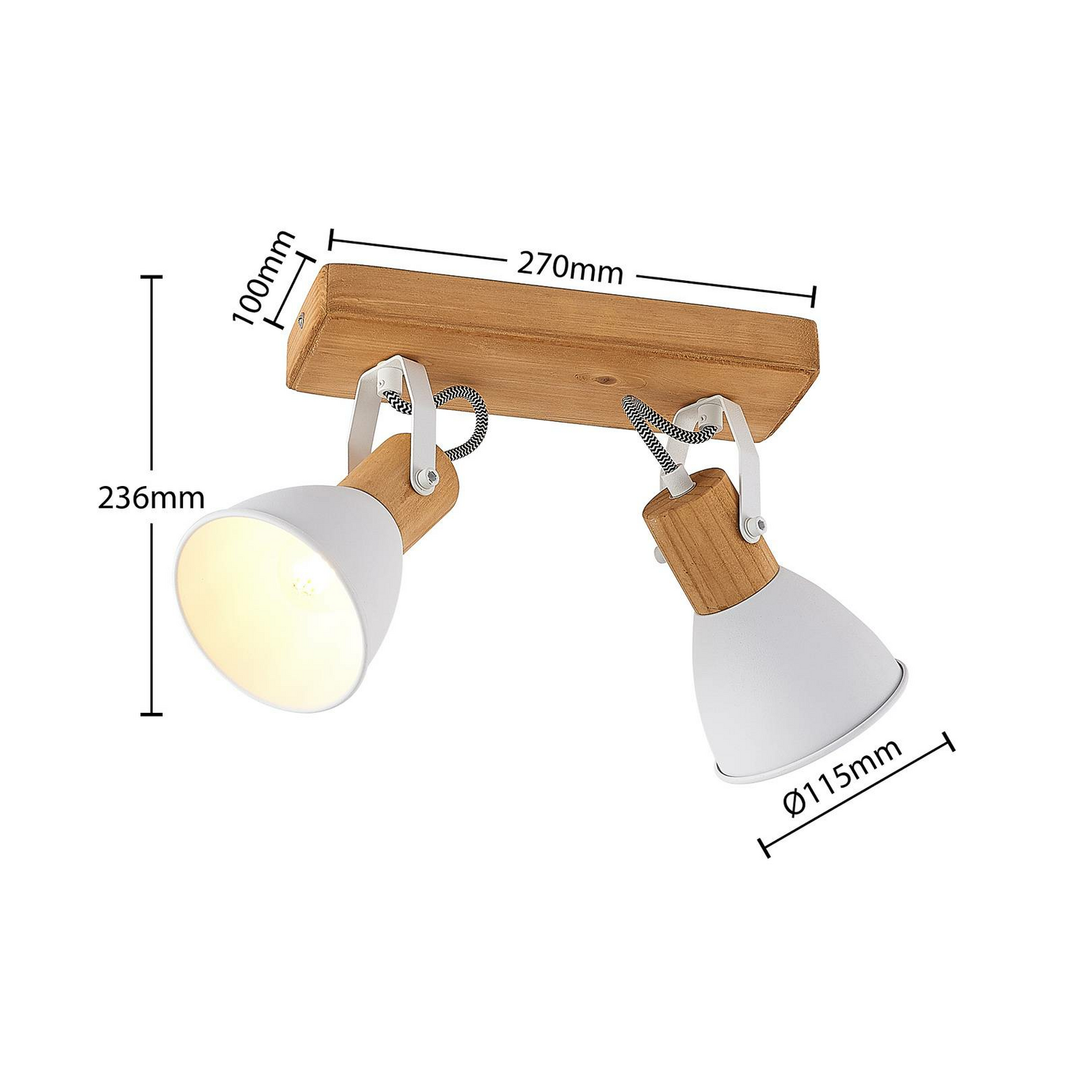 Lindby Merela Deckenlampe Deckenlicht Deckenstrahler Lampe Holz zweiflammig E14