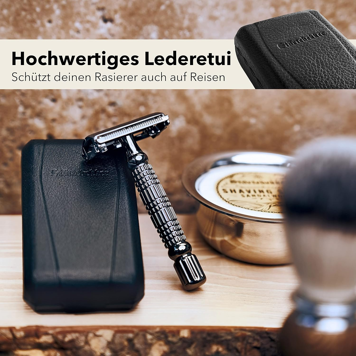 B-Ware Störtebekker Rasierhobel Rasierer Nassrasier 10 Klingen Etui Unvollständig