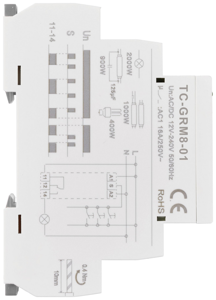 TRU COMPONENTS TC-GRM8-01 Schaltrelais Hutschiene 16 A Stromstoßschalter