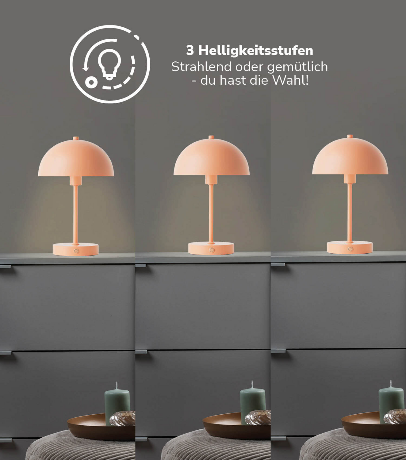 Mokebo Led Tischlampe Kabellos, Akku Tischleuchte Dimmbar & Aufladbar Mit Usb370 B-Ware