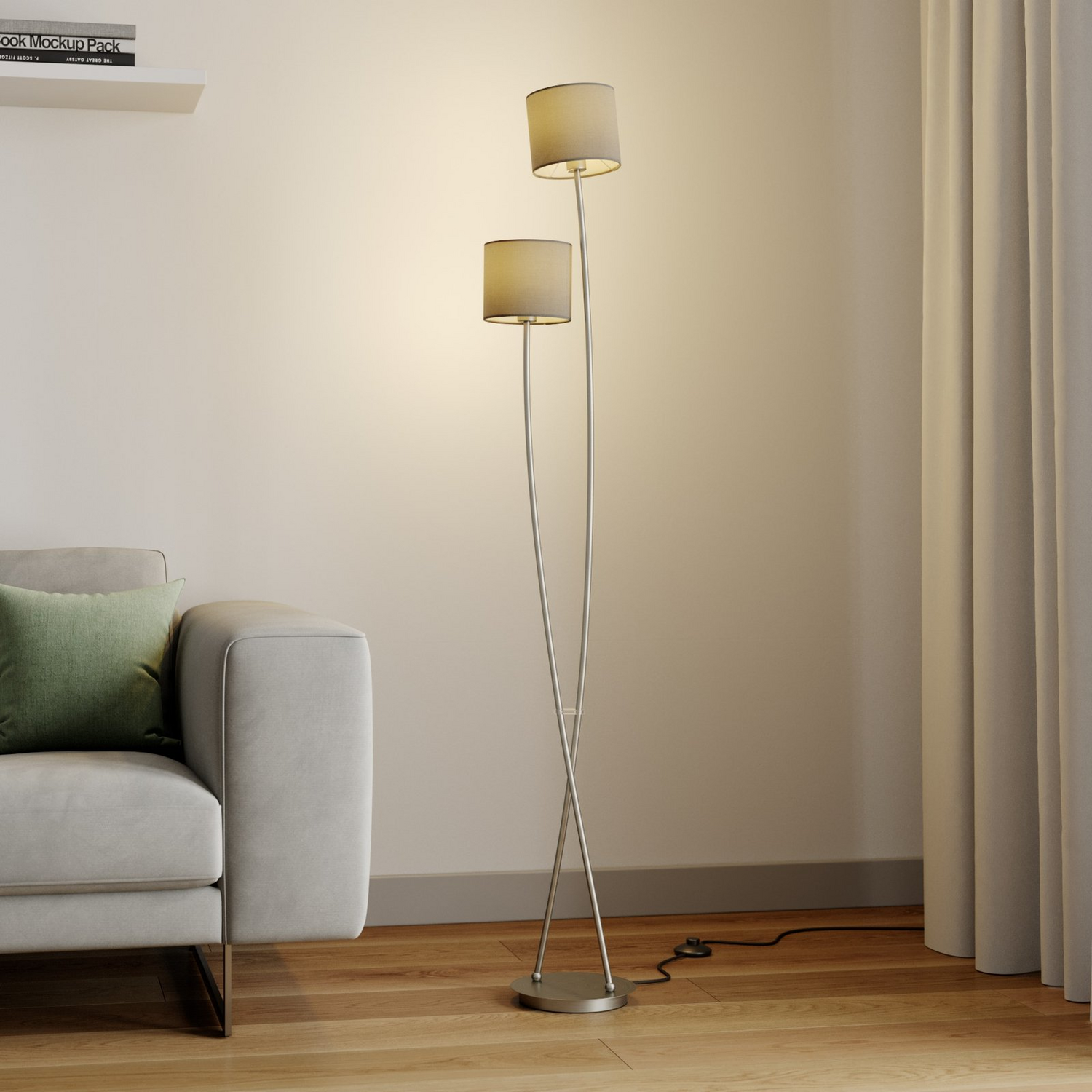 Lucande Juljana Stehlampe 2 Flg Stoffschirme Standleuchte Stehleuchte Lesela445 B-Ware - 4251096583892