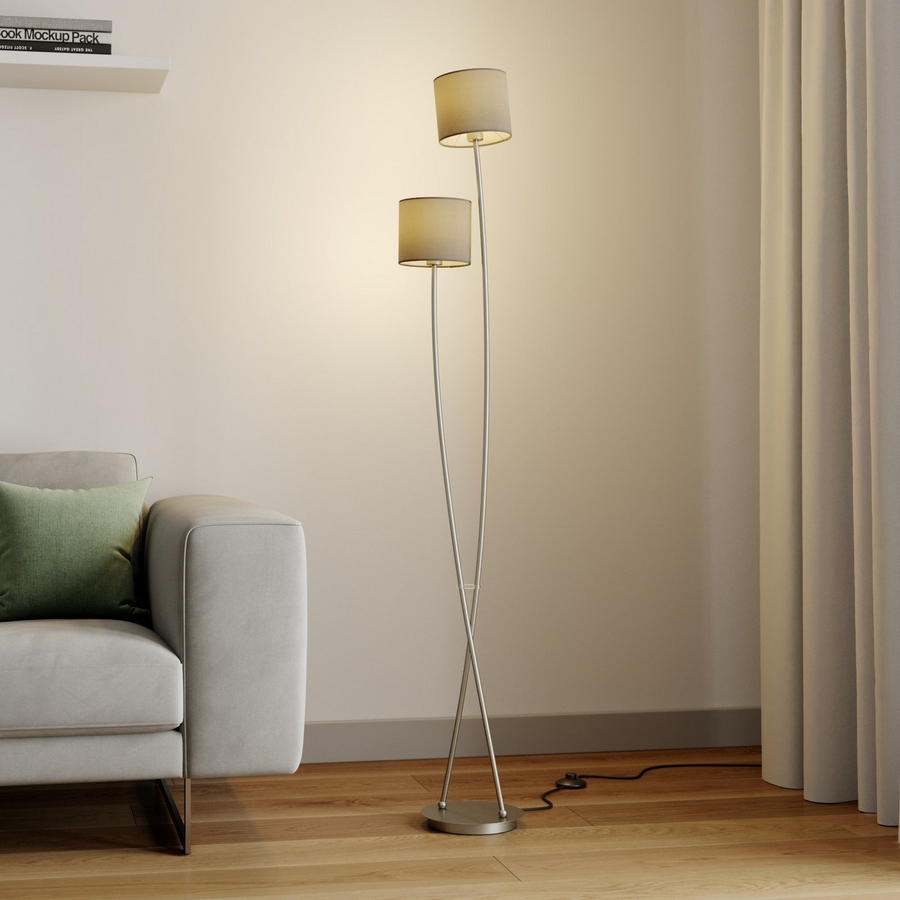 Lucande Juljana Stehlampe 2 Flg Stoffschirme Standleuchte Stehleuchte Lesela445 B-Ware - 4251096583892