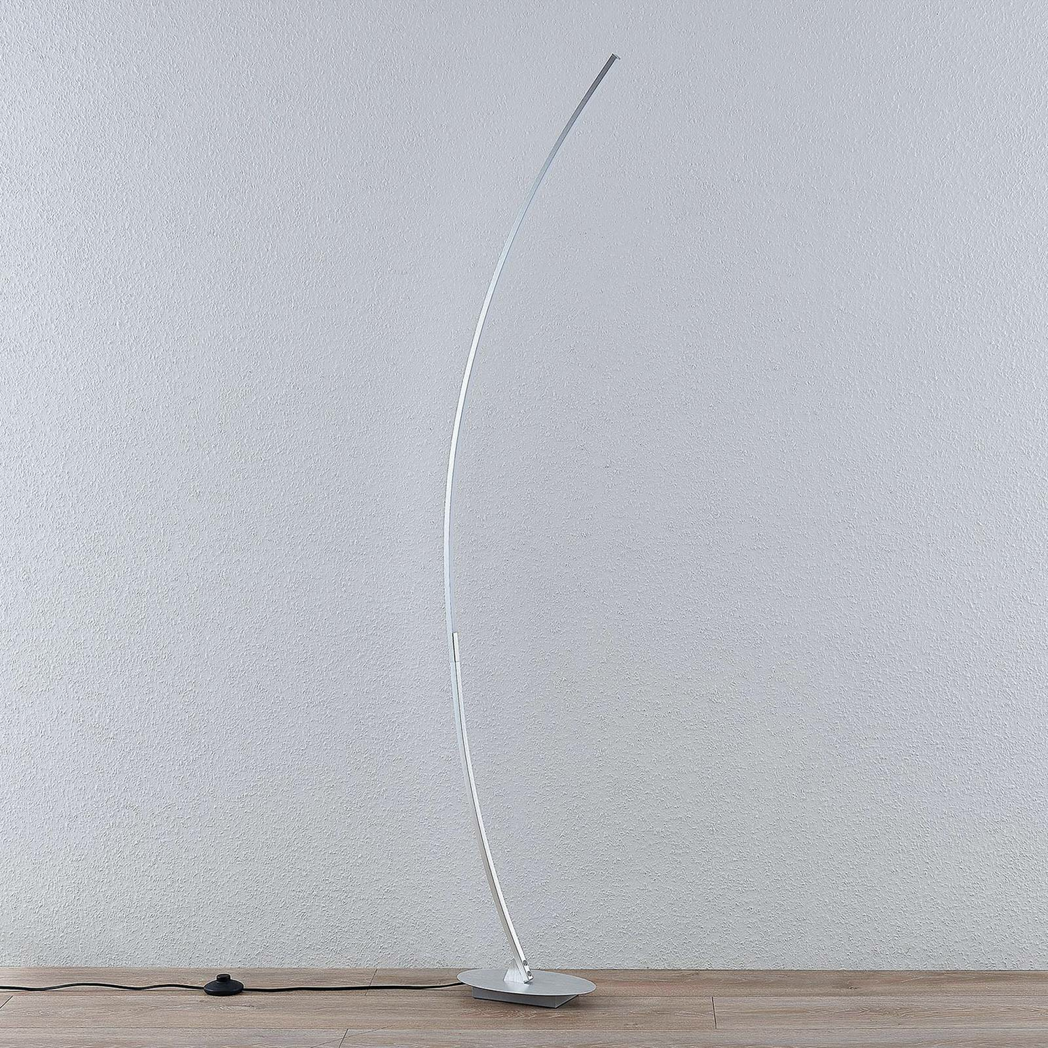 Lampadaire arqué LED Lindby, lampadaire Nalevi, éclairage LED argenté gebürs463 