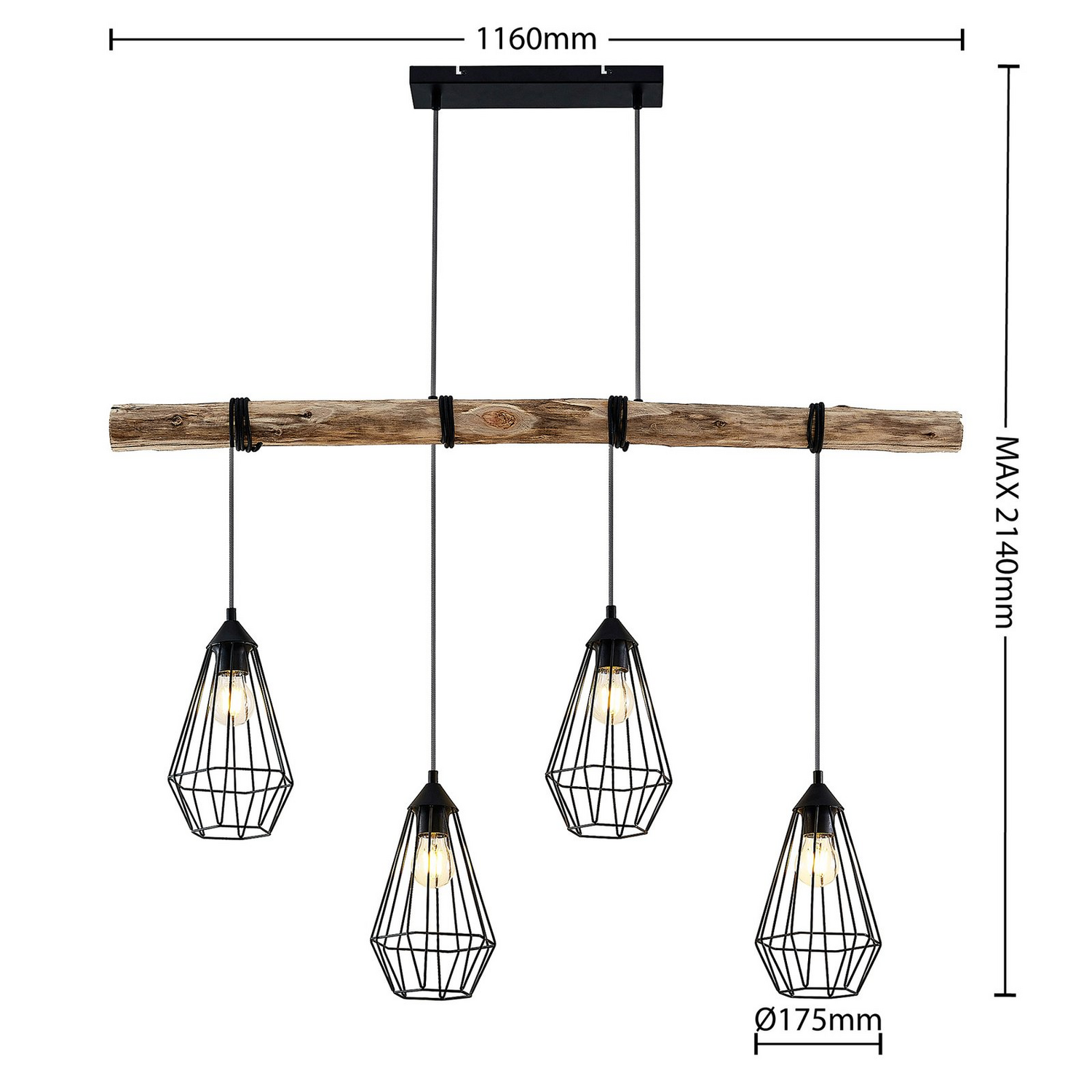 Suspension Lindby Eldarion, plafonnier à 4 lumières, 14 pouces, produit de seconde main.