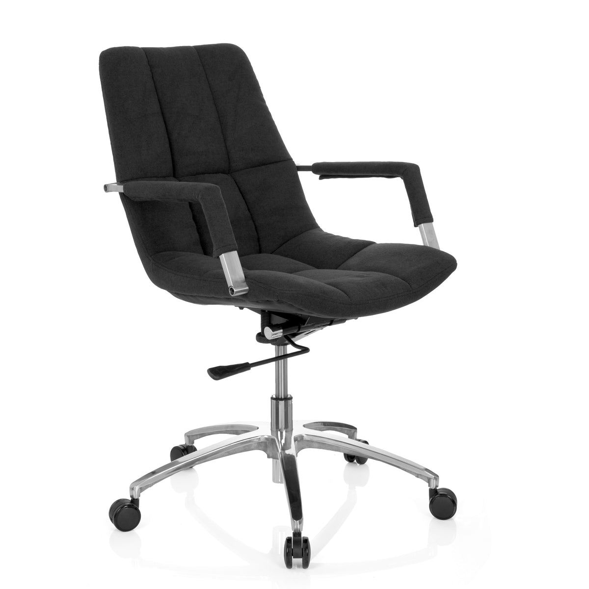 hjh OFFICE Bürostuhl Drehstuhl SARANTO Stuhl Stoff schwarz Armlehnen Rollen - 4251084658304