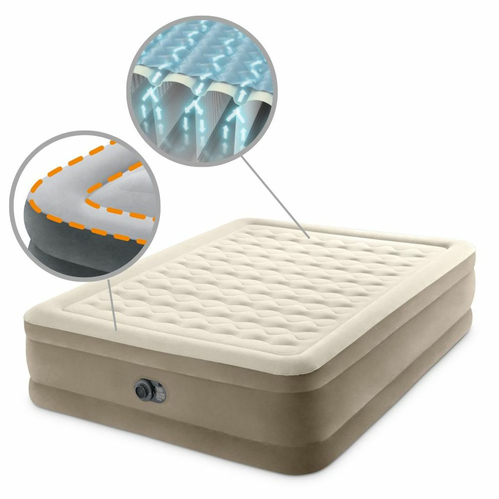 Matelas gonflable Intex Queen Ultra Plush de qualité B avec pompe, 203 x 152 cm, autogonflant, référence 954