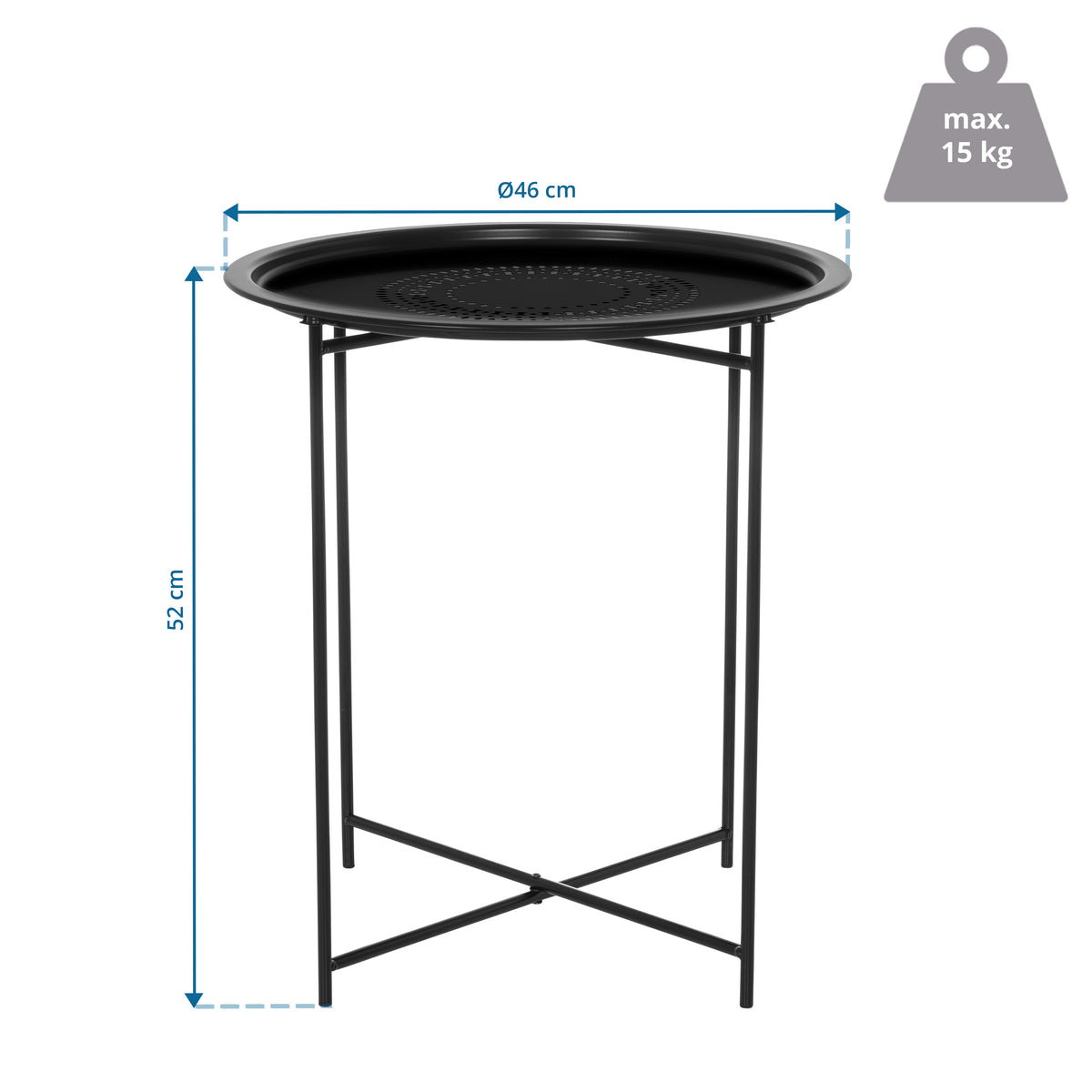 hjh LIVING Beistelltisch ALLRUND Sofatisch schwarz Klapptisch stabil und modern - 4064323037859