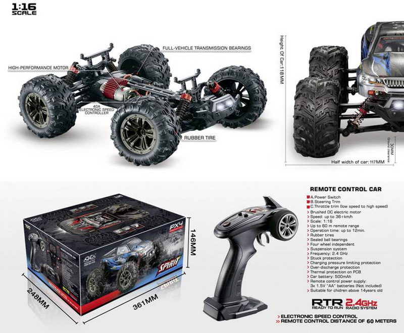 Absima Spirit Blau Brushed Rc Modellauto Elektro Monstertruck Siehe Text/Foto C-Ware - 4250650938581