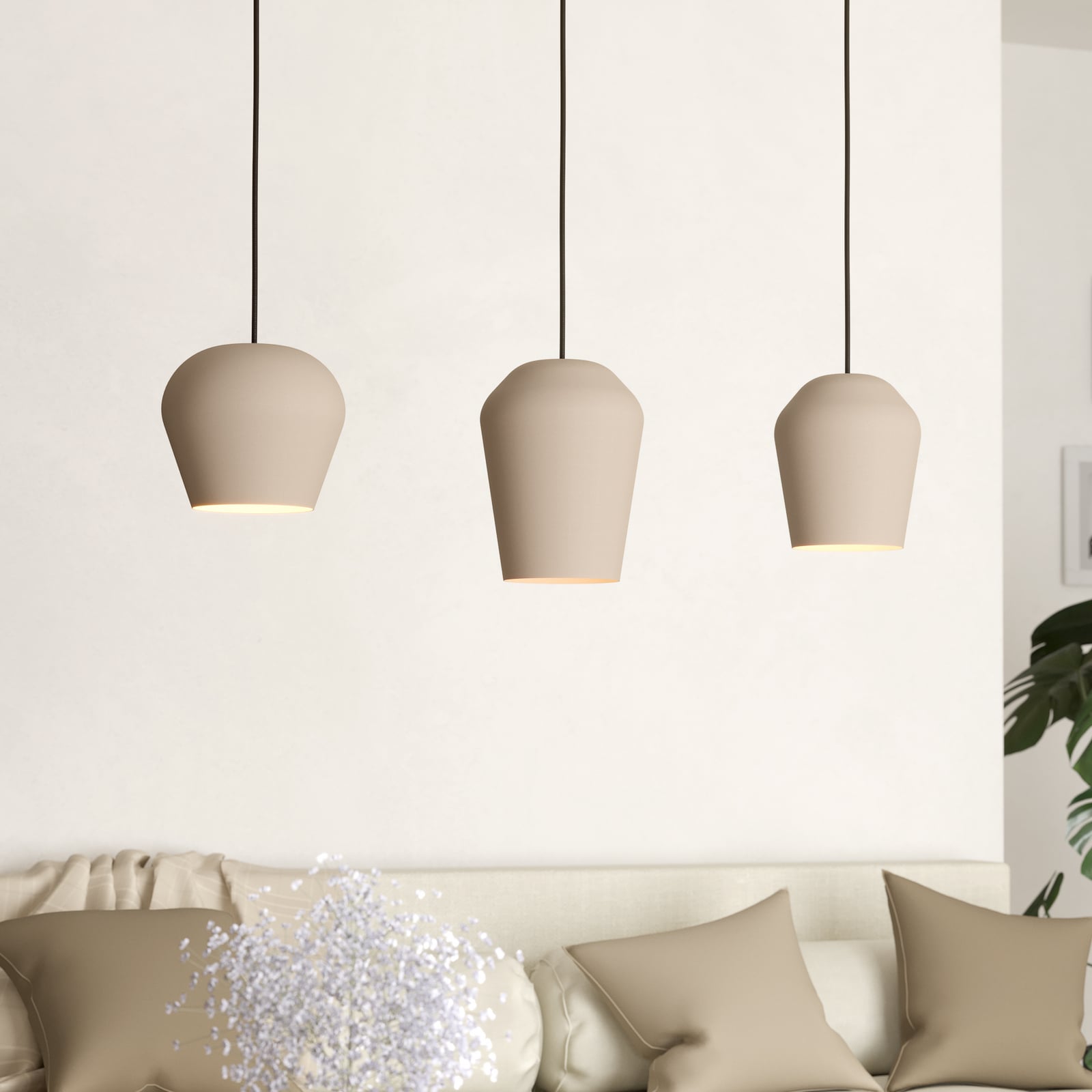 Eglo Hängeleuchte Pendelleuchte Cambaito 3-flammig dimmbar sandfarben 89,5cm - 9008606238927