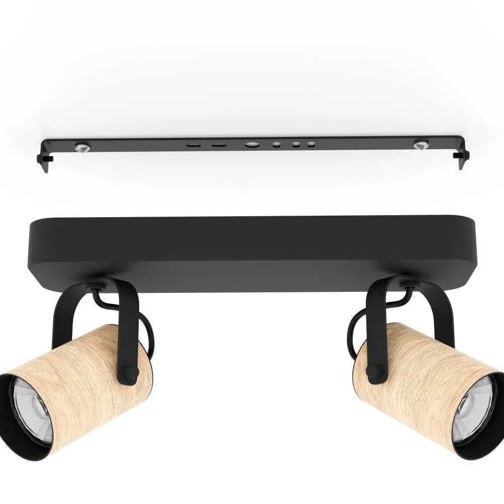 B-Ware Eglo Cayuca Led Gu10 2 Fach Deckenleuchte Deckenspot 280x100 Mm Schwarz Braun - 10013045