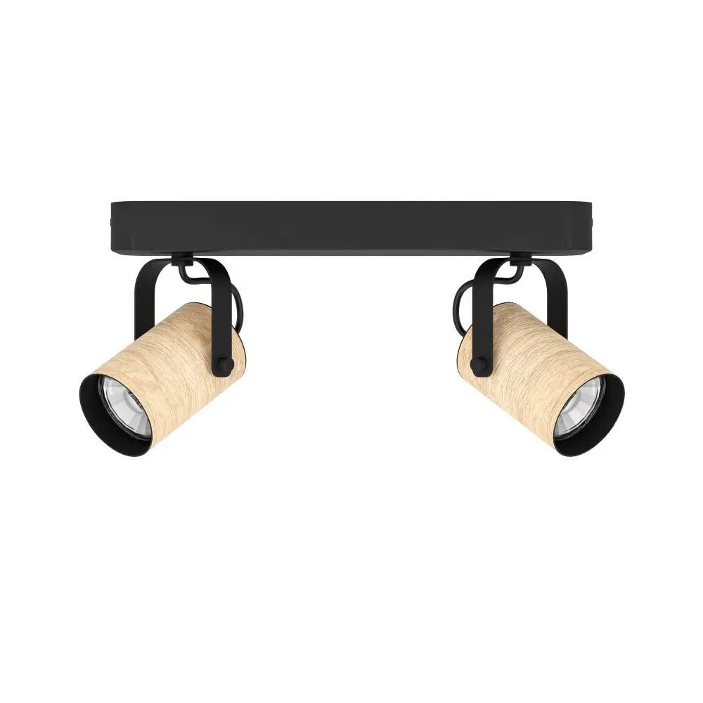 B-Ware Eglo Cayuca Led Gu10 2 Fach Deckenleuchte Deckenspot 280x100 Mm Schwarz Braun - 10013045