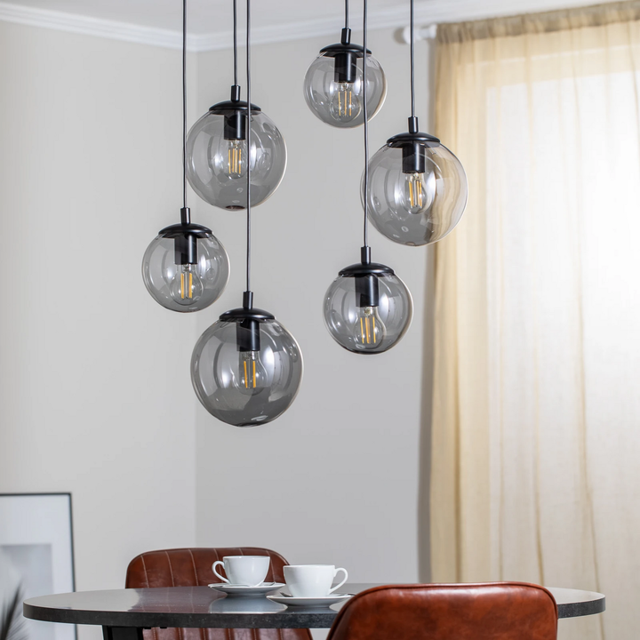 Euluna Hängeleuchte Smoky Mit Glasschirmen Pendelleuchte Hängelampe Lampe 6 Flg. B-Ware