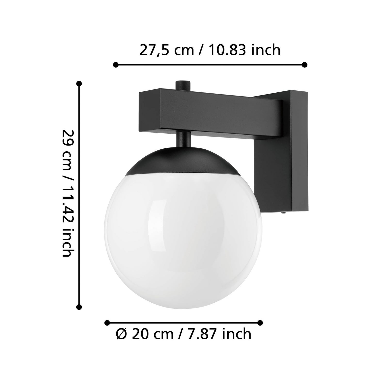 Eglo Außenwandleuchte Bufalata schwarz-weiß Gartenleuchte dimmbar E27 Stahl - 9008606261758