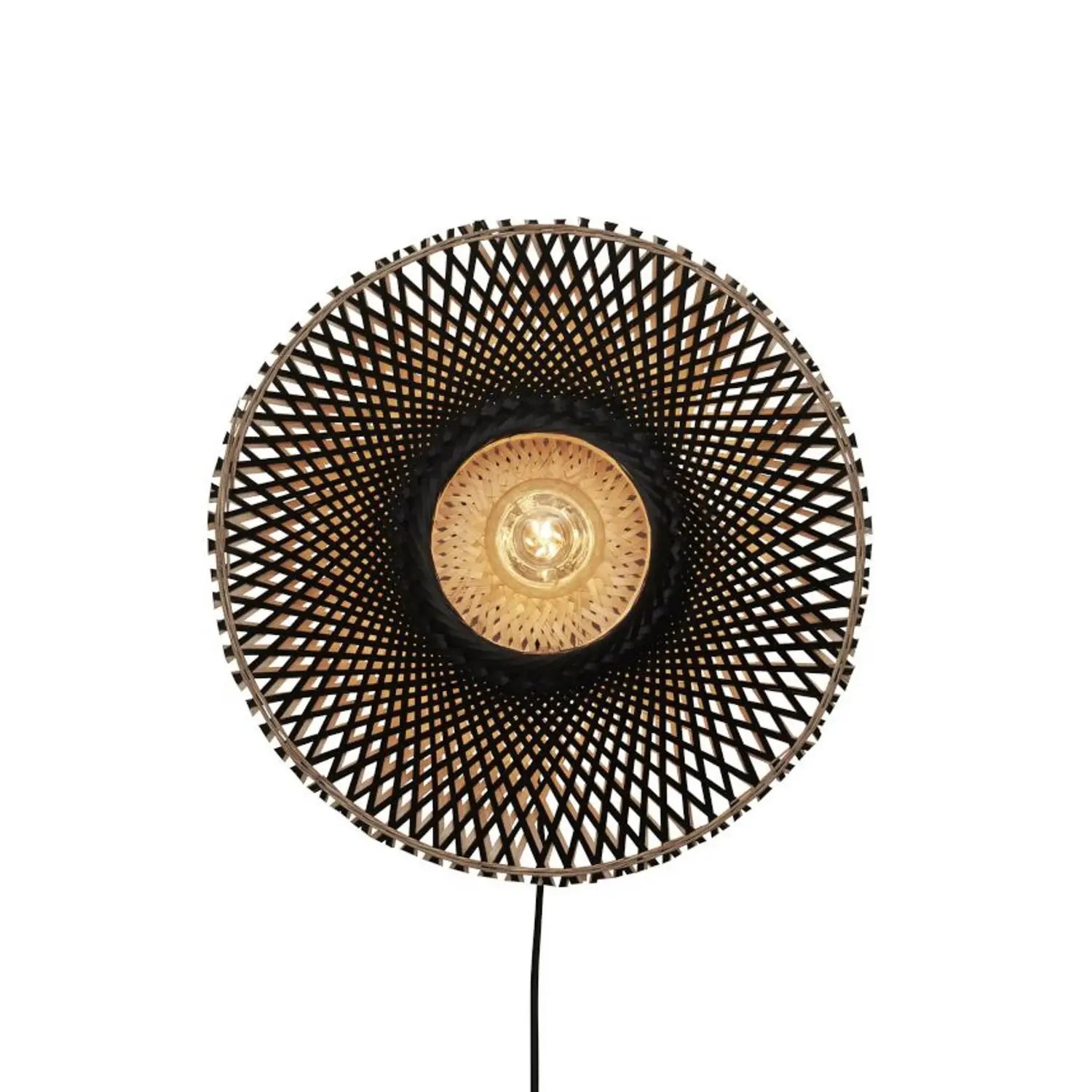 Good & Mojo Kalimantan Wandlampe Leuchte Wandleuchte Schwarz Natur ø 44cm B-Ware - 10016554