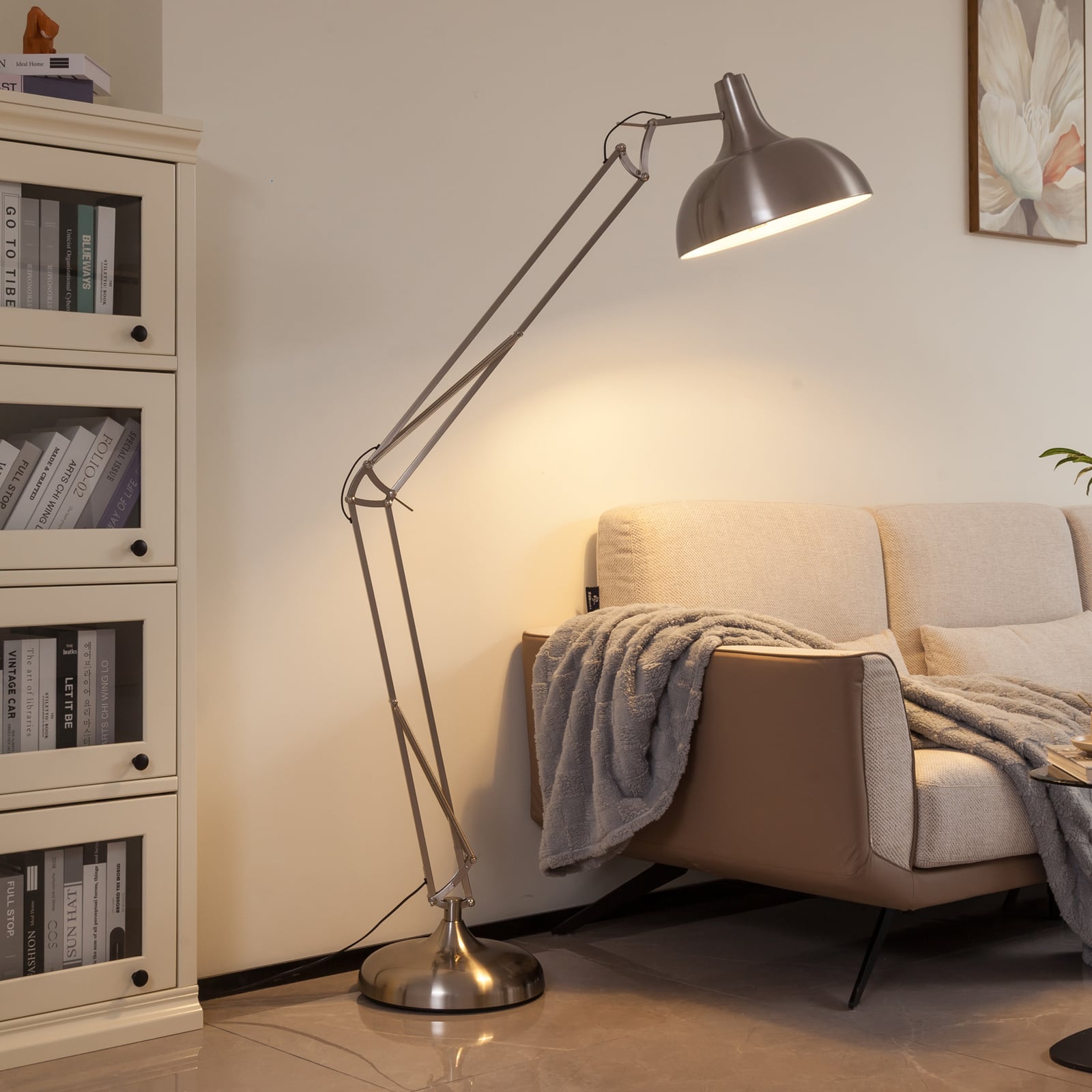 Lindby Stehleuchte Lampe Leuchte Leia LED E27 verstellbar 180cm silber Lampe - 4251911772784