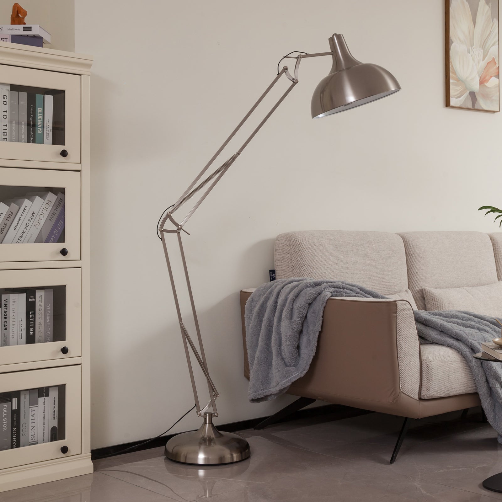 Lindby Stehleuchte Lampe Leuchte Leia LED E27 verstellbar 180cm silber Lampe - 4251911772784