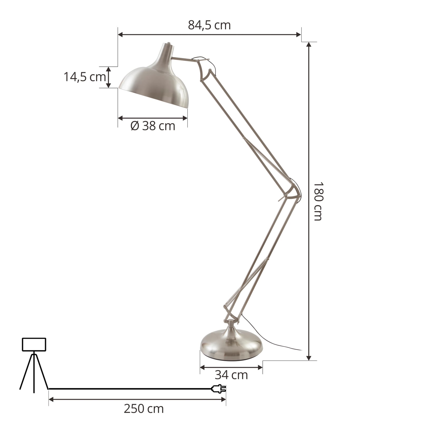 Lindby Stehleuchte Lampe Leuchte Leia LED E27 verstellbar 180cm silber Lampe - 4251911772784