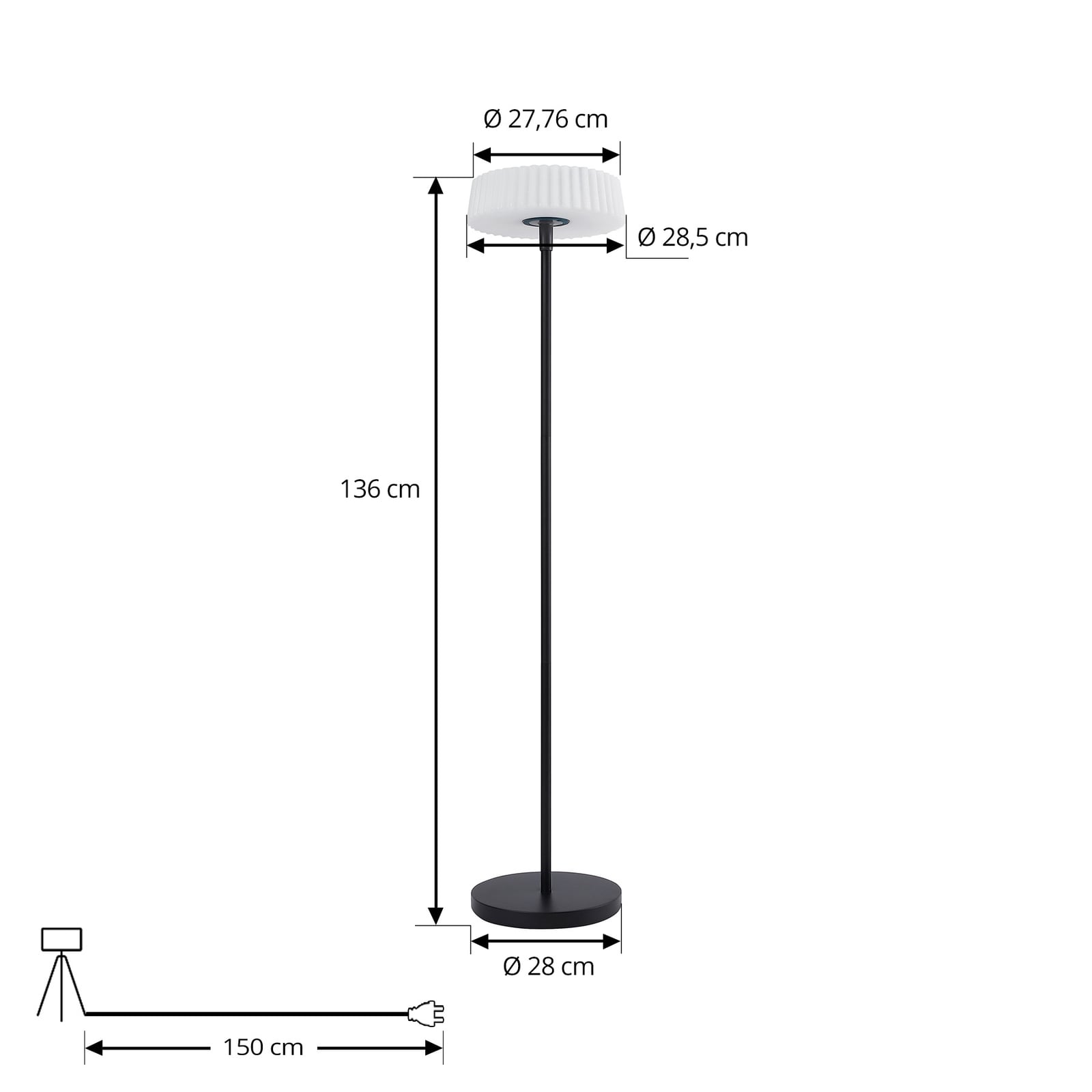 Lindby LED-Solar-Stehlampe Samine dimmbar Gartenlampe schwarz Metall 136cm - 4251911774115