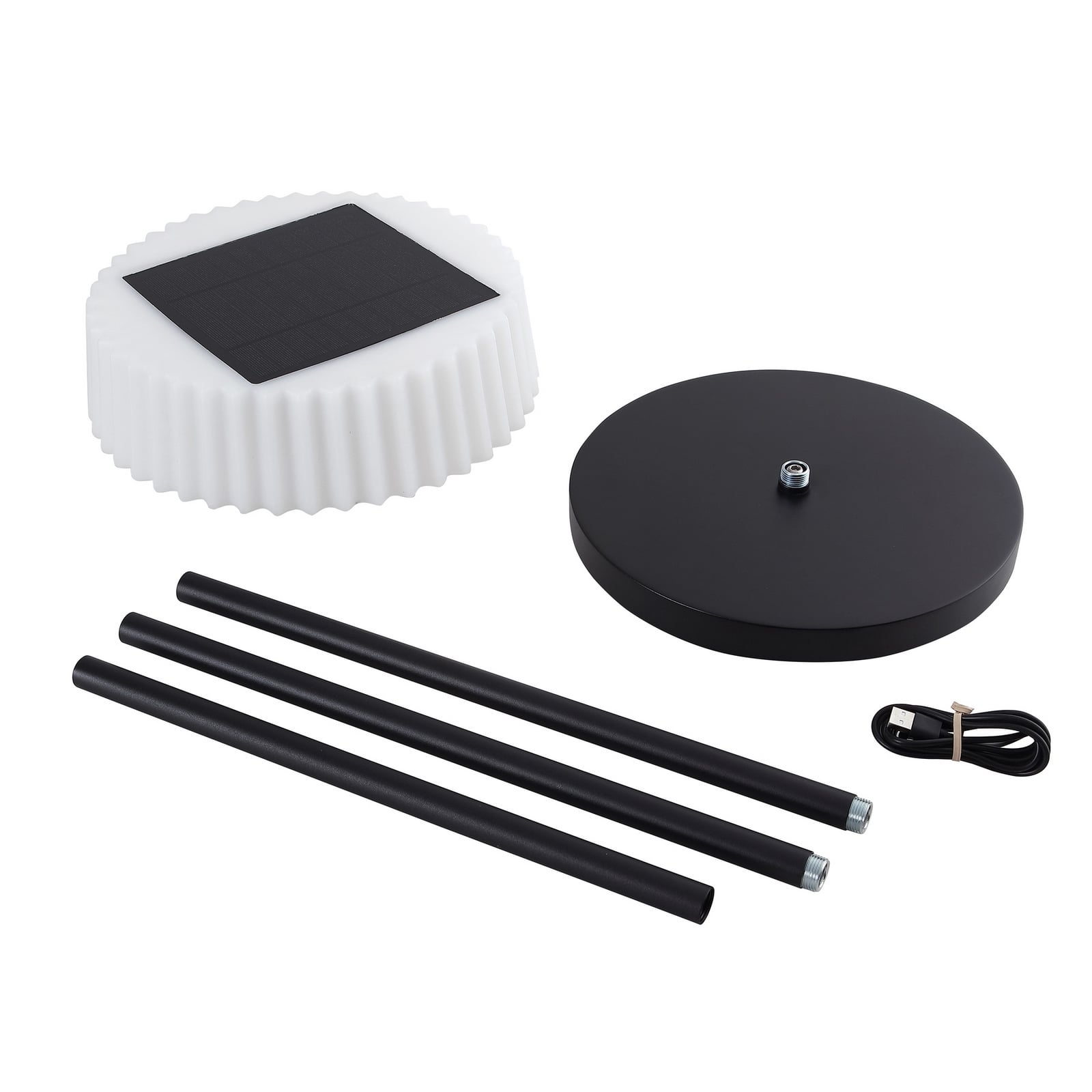 Lindby LED-Solar-Stehlampe Samine dimmbar Gartenlampe schwarz Metall 136cm - 4251911774115