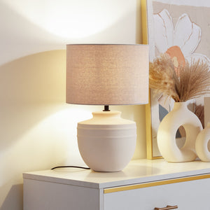B-Ware Lindby Tischleuchte Lampe Thalassia LED Tischlampe Leuchte beige Ø30cm 45,5cm