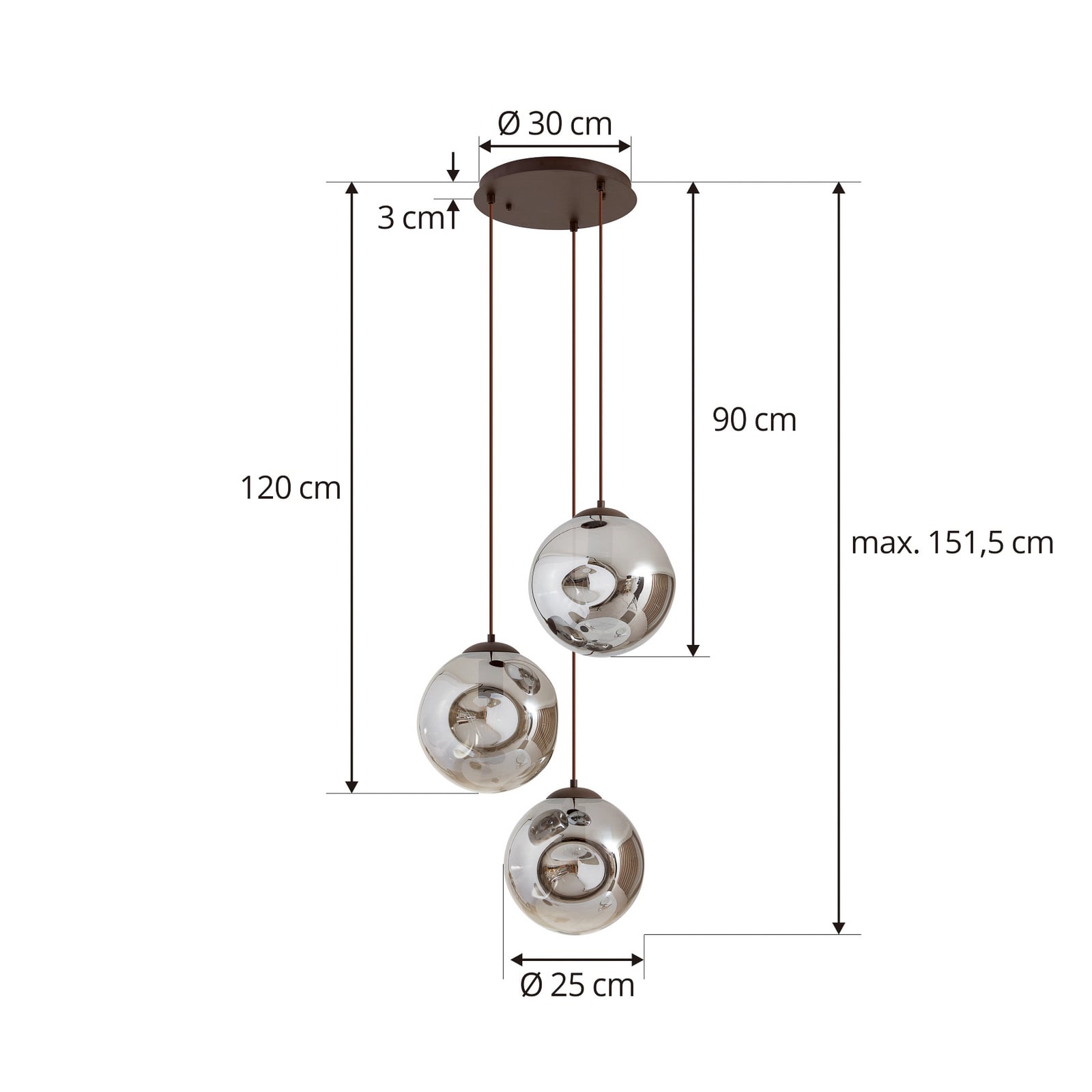 Lindby Hängeleuchte Pendelleuchte Valentina LED Lampe dimmbar grau Ø49cm 150cm - 4251911774719