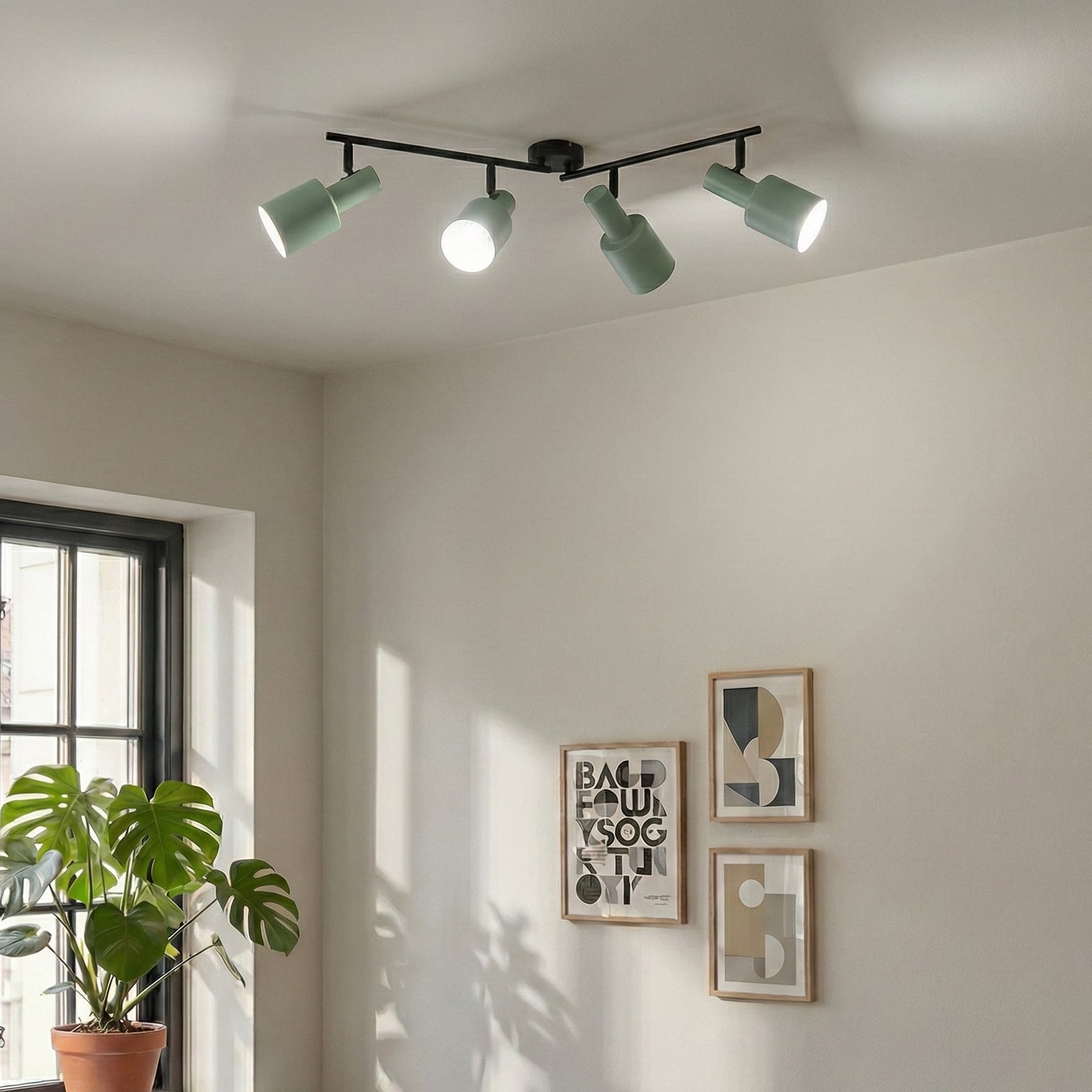 Lindby Deckenstrahler Ovelia LED Strahler 4-flammig dimmbar grün schwarz 80cm - 4251911775129