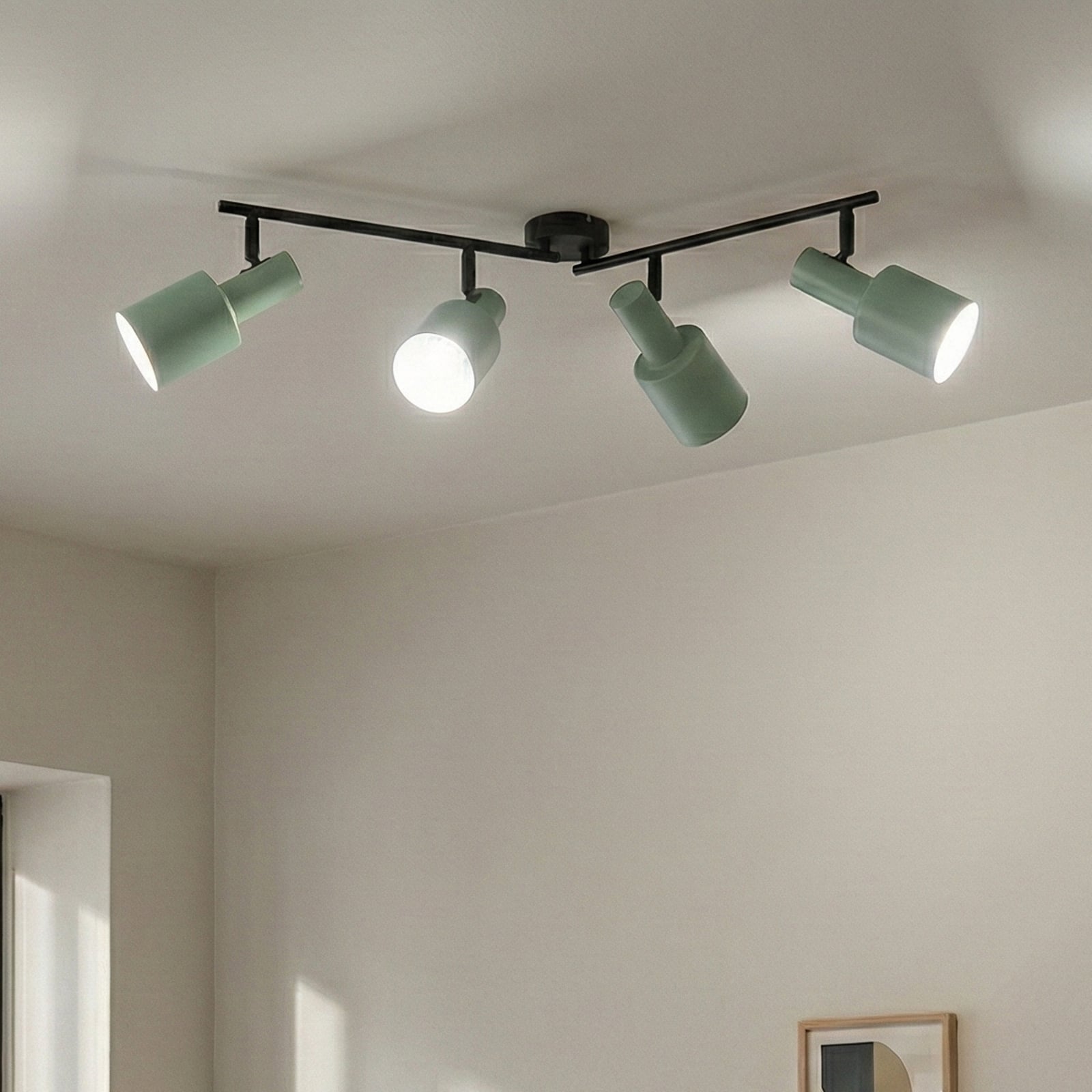 Lindby Deckenstrahler Ovelia LED Strahler 4-flammig dimmbar grün schwarz 80cm - 4251911775129