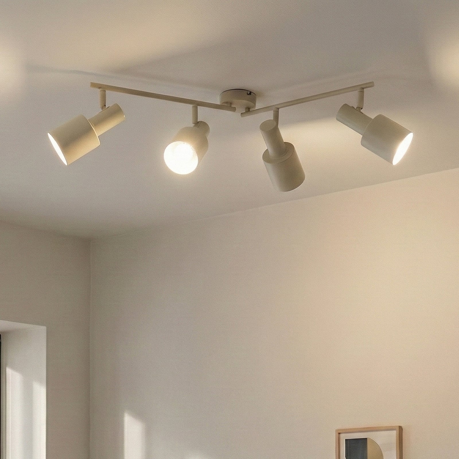 Lindby Deckenstrahler Ovelia LED Lampe 4-flammig dimmbar beige 80 cm Eisen - 4251911775136