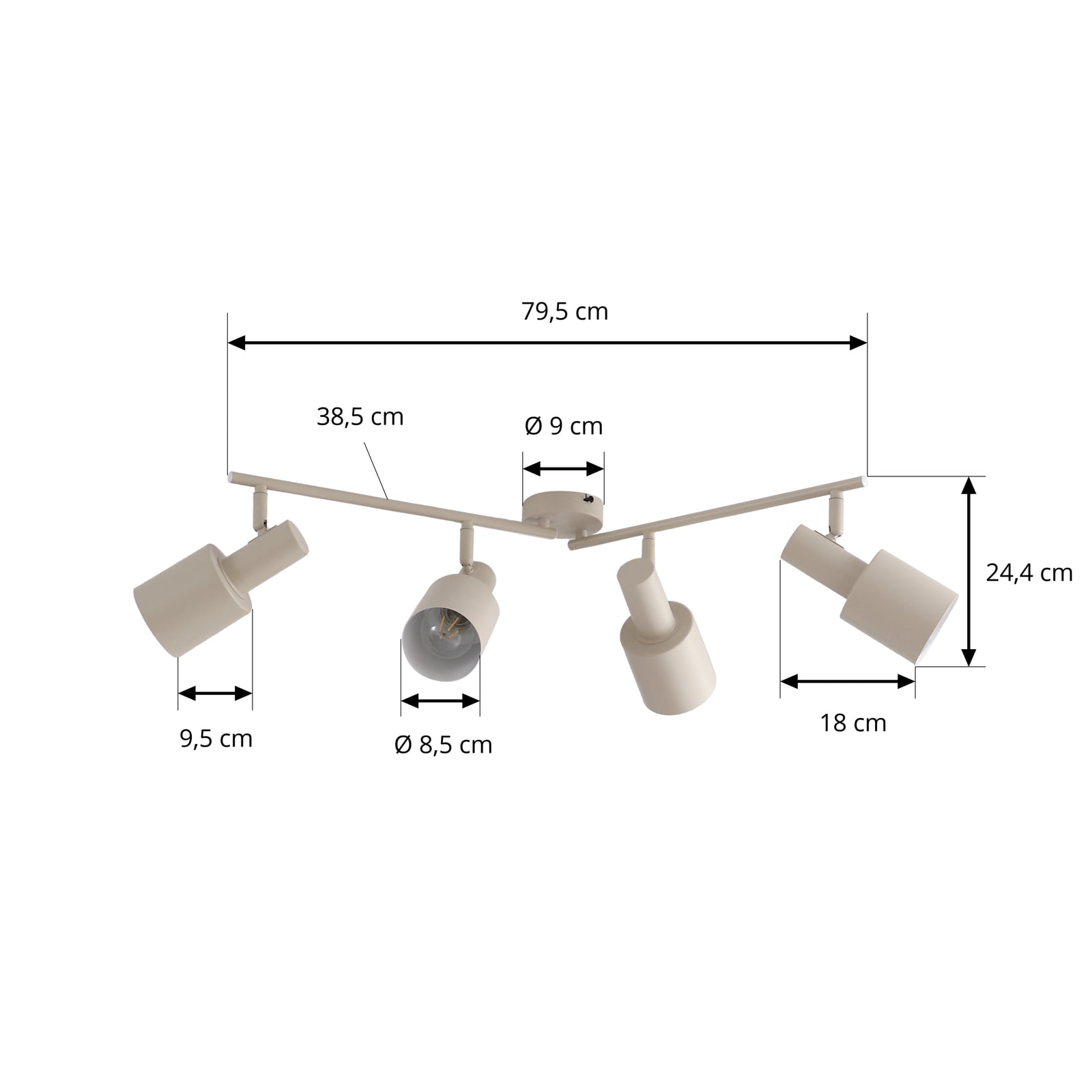 Lindby Deckenstrahler Ovelia LED Lampe 4-flammig dimmbar beige 80 cm Eisen - 4251911775136