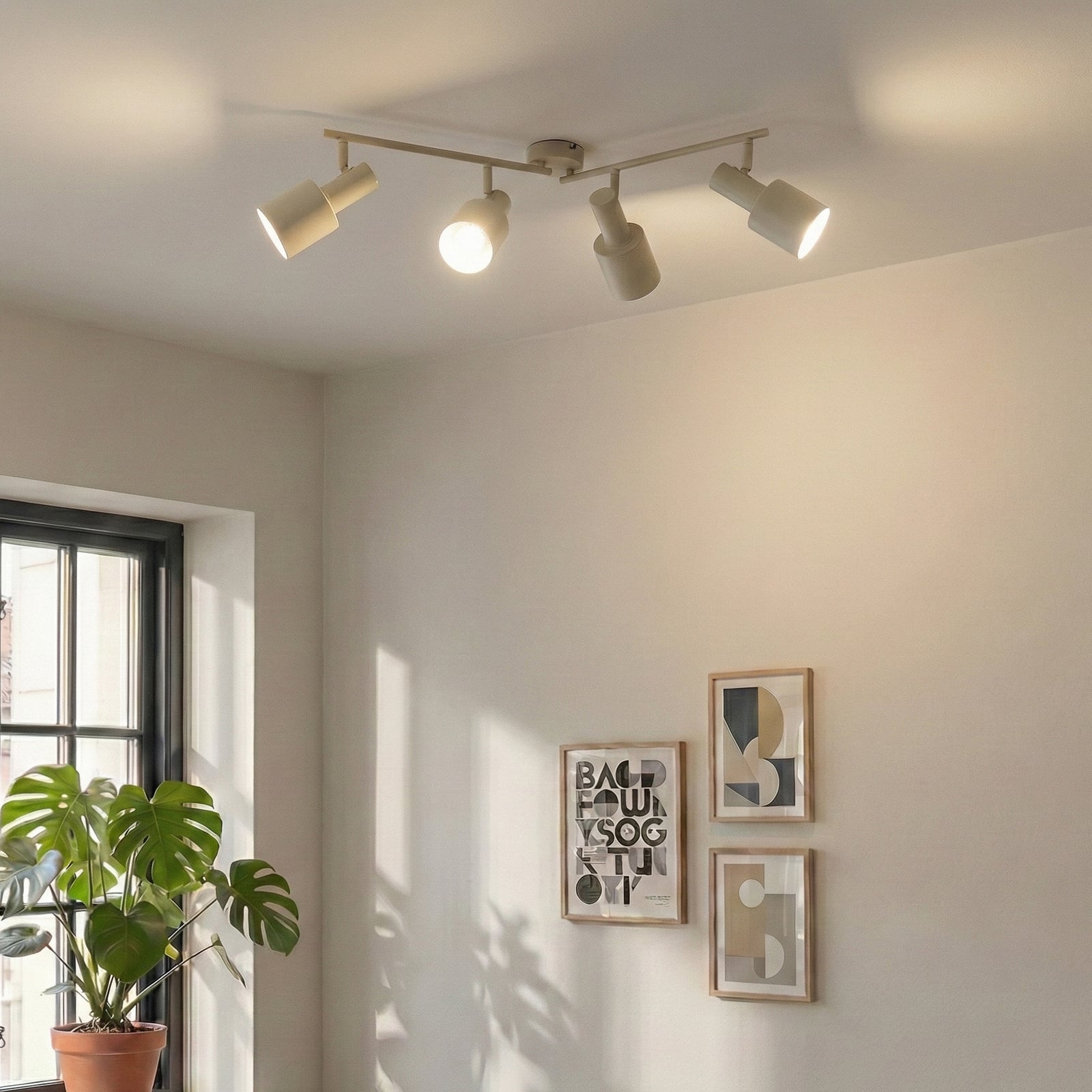 Lindby Deckenstrahler Ovelia LED Lampe 4-flammig dimmbar beige 80 cm Eisen - 4251911775136