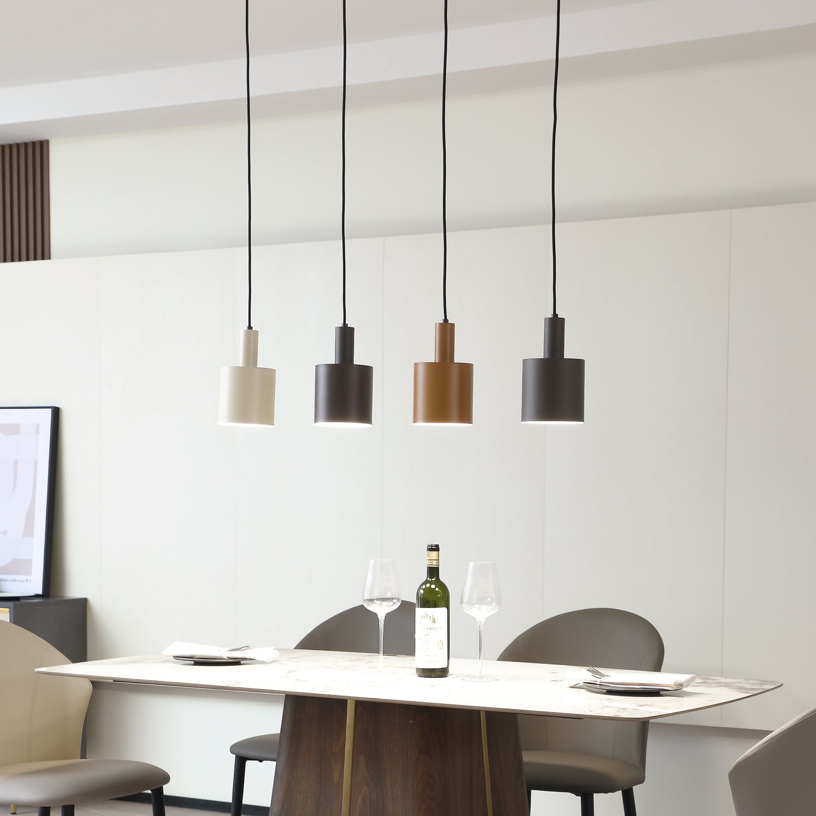 Lindby Hängelampe Hängeleuchte Ovelia LED Pendelleuchte dimmbar braun 4-flg. - 4251911775242