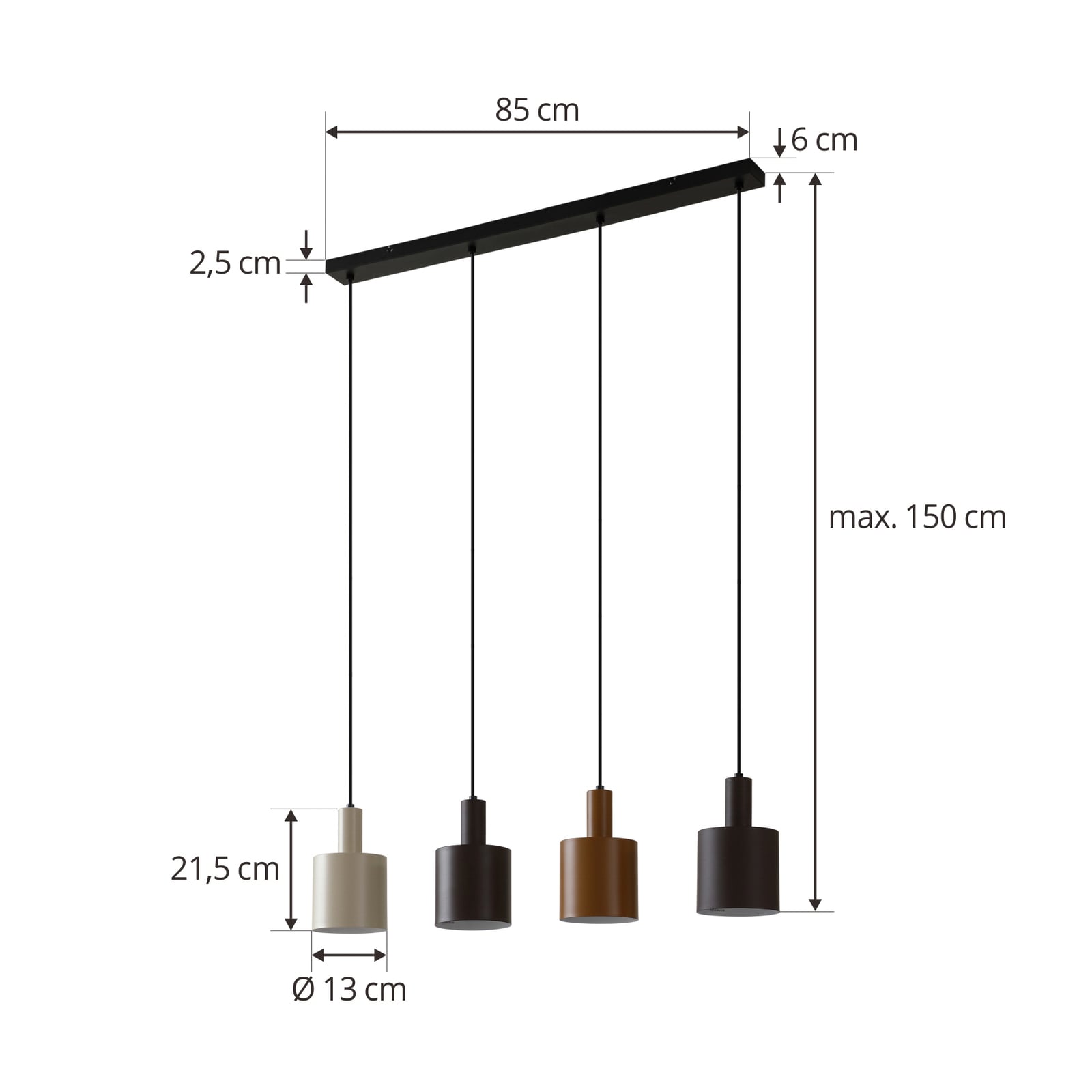 Lindby Hängelampe Hängeleuchte Ovelia LED Pendelleuchte dimmbar braun 4-flg. - 4251911775242