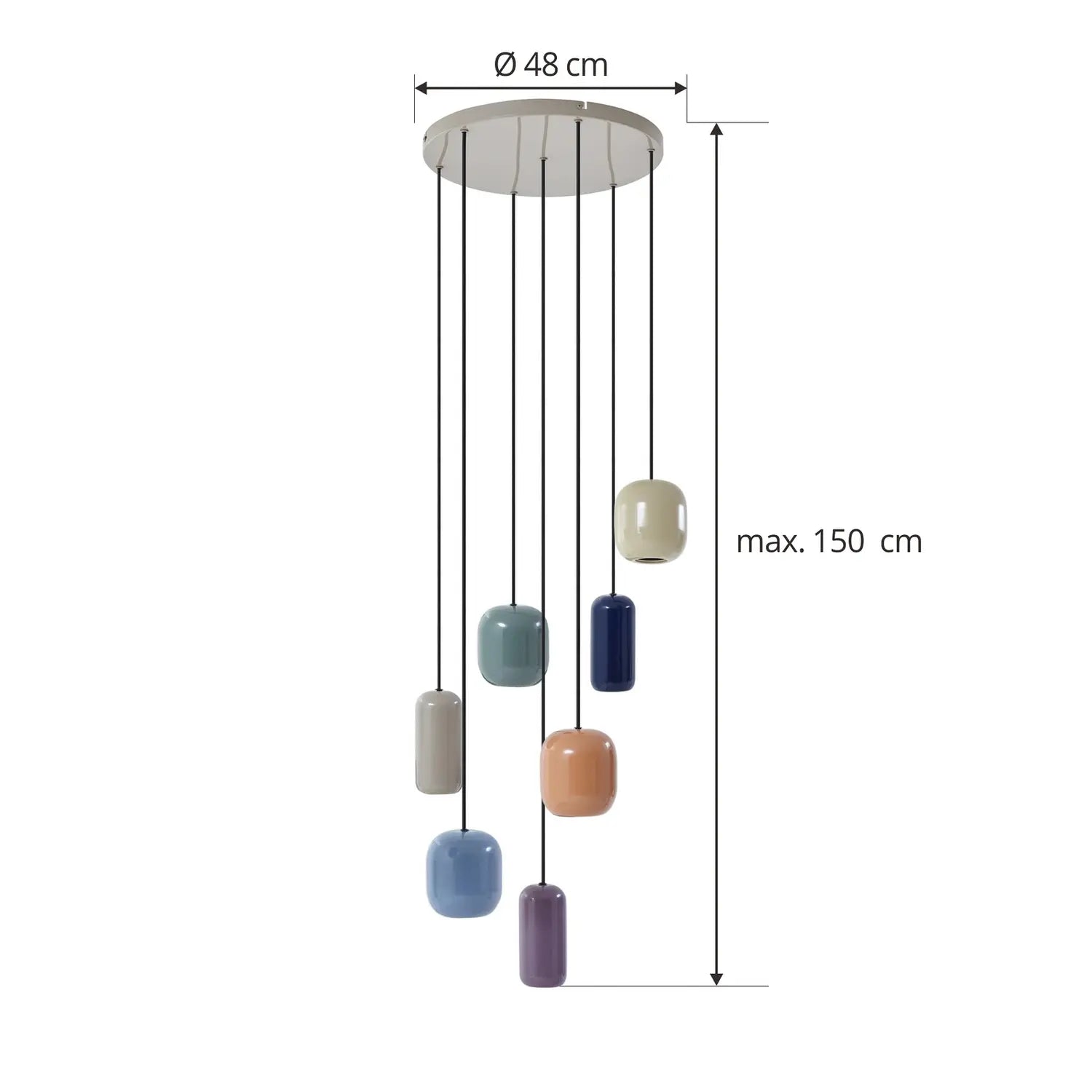 B-Ware Lucande Hängeleuchte Pendelleuchte Lampe Bunt Metall Narion Leuchte 7 Flammig - 10019953