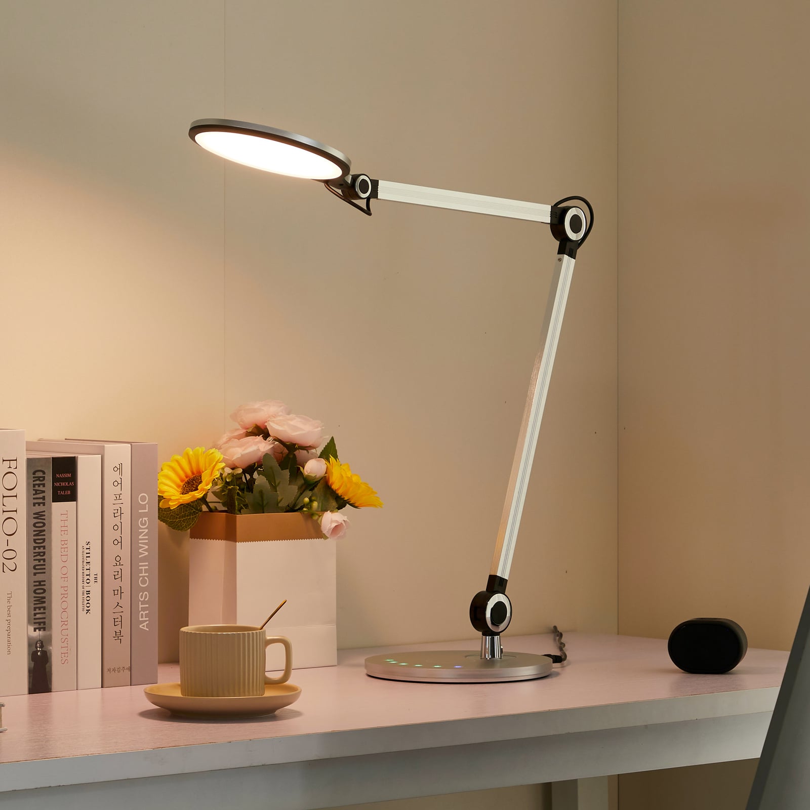 Lindby LED-Tischleuchte Nyxaris silber 50 cm dimmbar höhenverstellbar CCT - 4251911775600