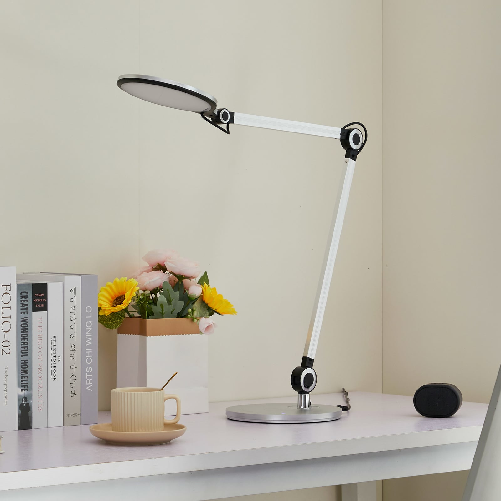 Lindby LED-Tischleuchte Nyxaris silber 50 cm dimmbar höhenverstellbar CCT - 4251911775600
