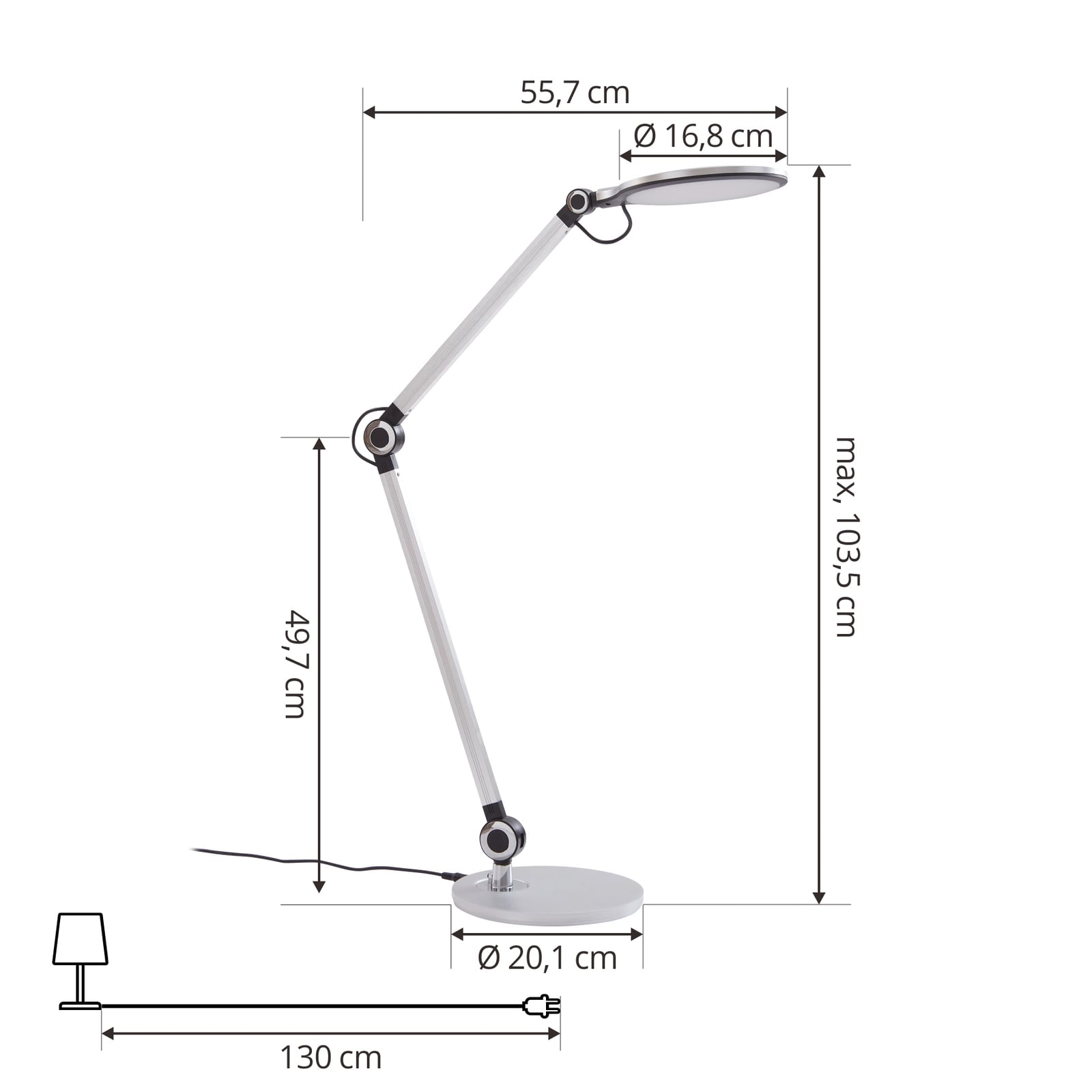Lindby LED-Tischleuchte Nyxaris silber 50 cm dimmbar höhenverstellbar CCT - 4251911775600