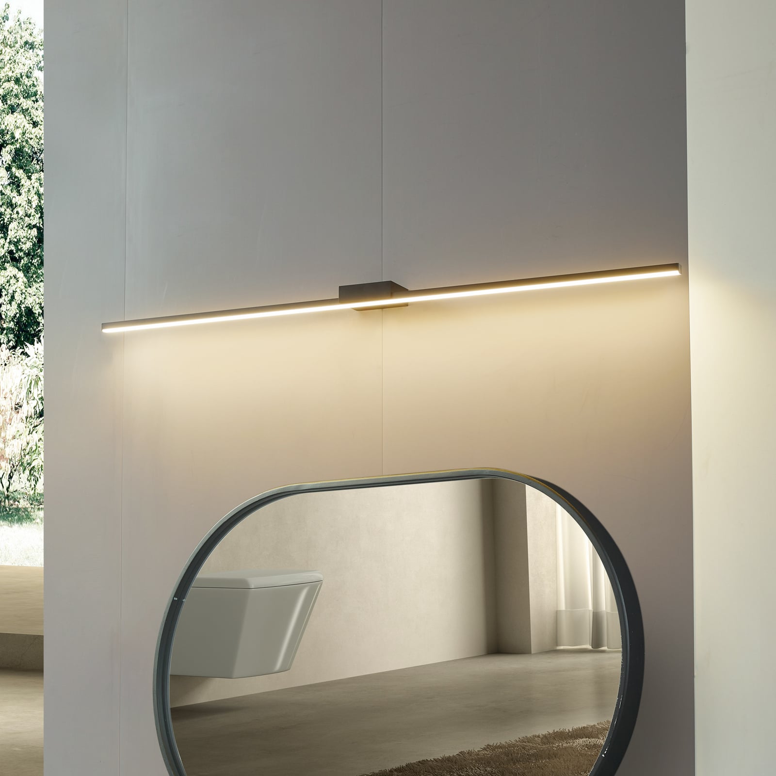 Lucande LED-Spiegellampe Kivana schwarz 120cm IP44 warmweiß universalweiß - 4251911776461