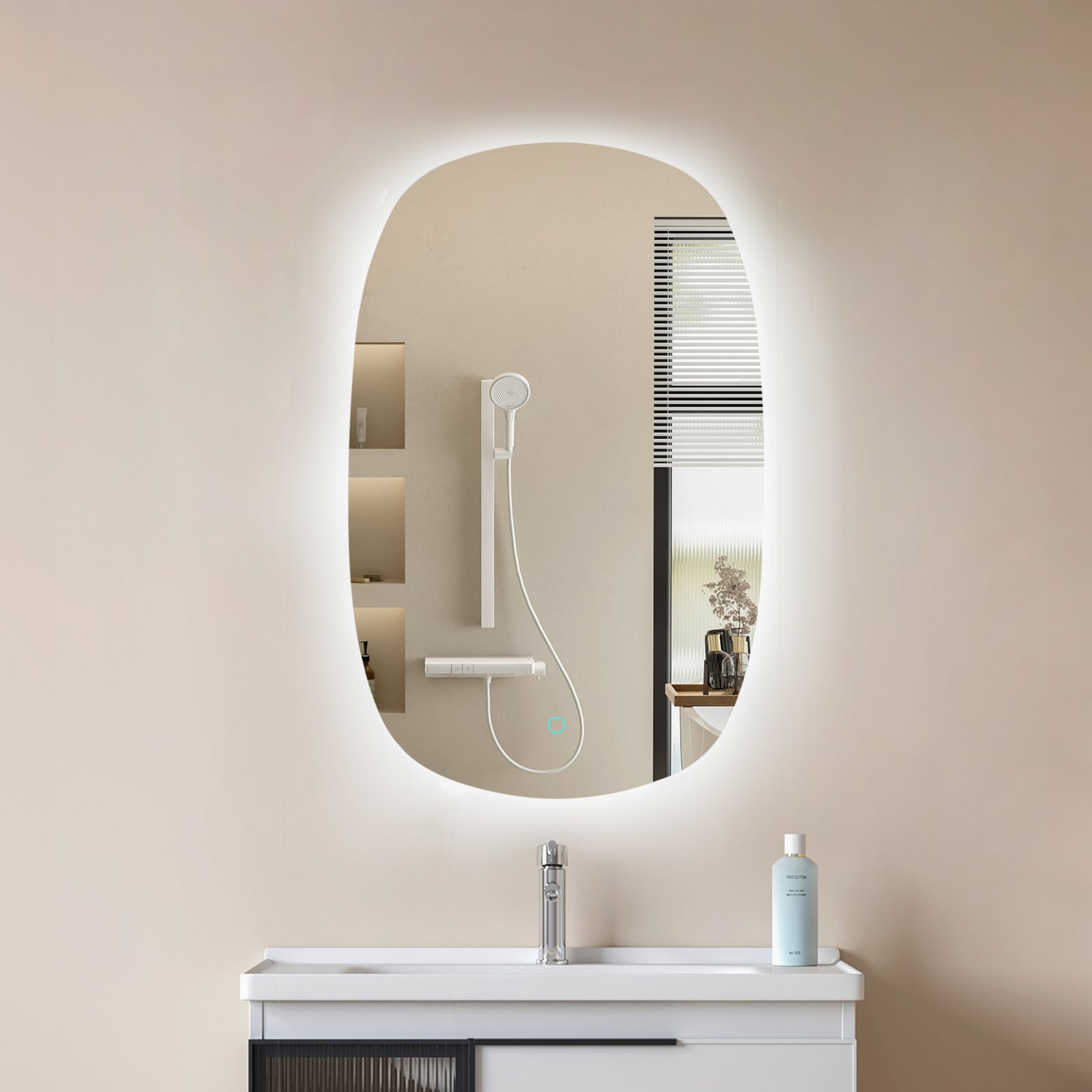 Lucande LED-Spiegel Celestiel oval 80 cm beheizbar CCT Chrom 2400 lm - 4251911777857