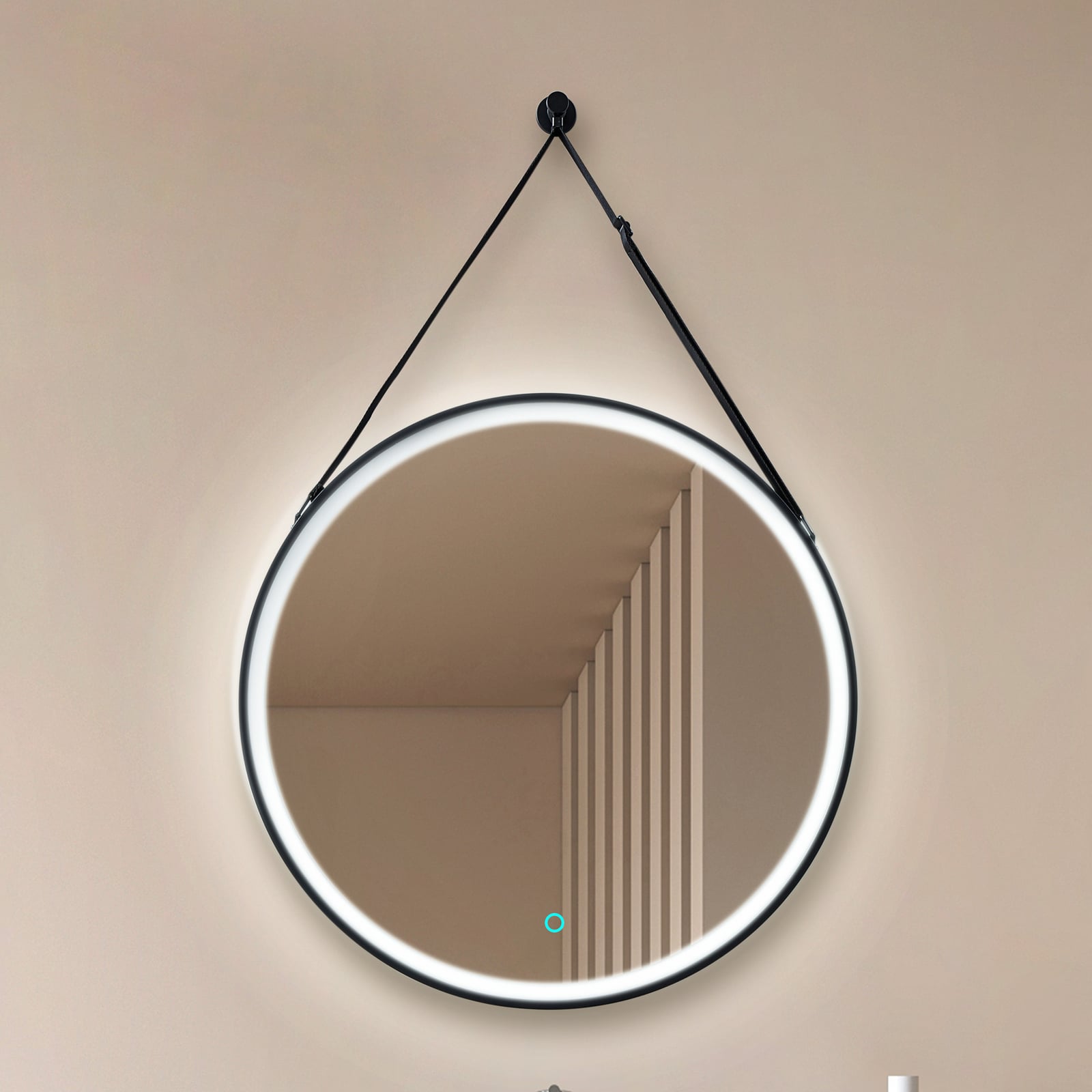 Lucande LED-Spiegel Lelin Ø 60 cm schwarz Aluminium CCT 1970 lm IP44 - 4251911777932