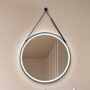 B-Ware Lucande LED-Spiegel Lelin Ø 60 cm schwarz Aluminium CCT 1970 lm IP44