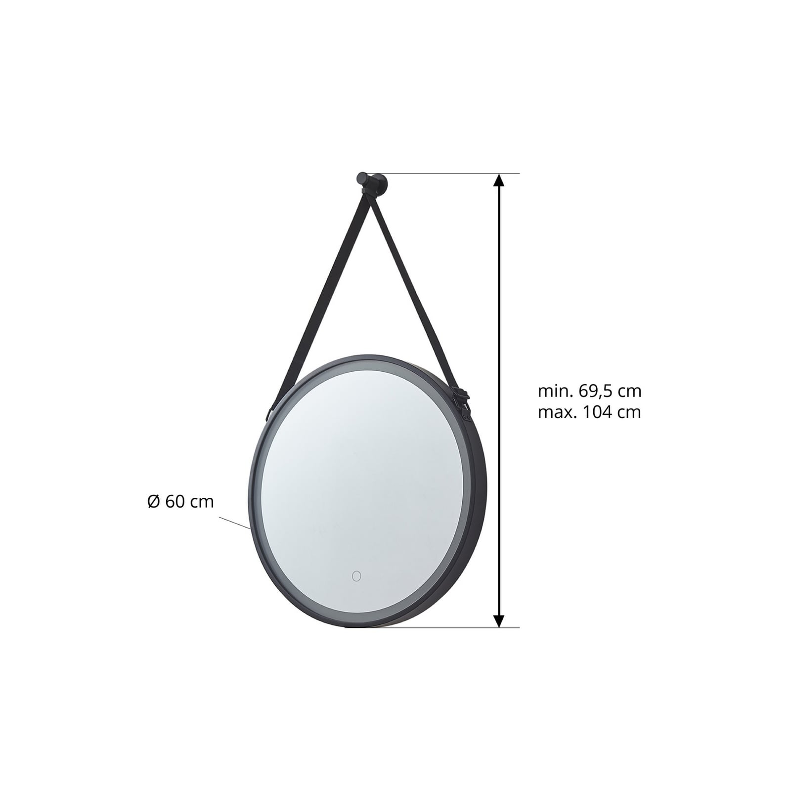 Lucande LED-Spiegel Lelin Ø 60 cm schwarz Aluminium CCT 1970 lm IP44 - 4251911777932